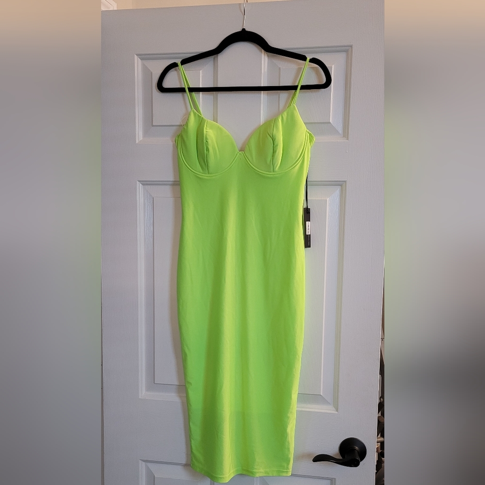 Neon green midi dress